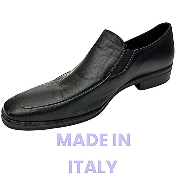 BROLETTO Men’s Black Loafers Slip-on Leather Rubber Sole Size 9 M ITALY Used - Picture 4 of 11